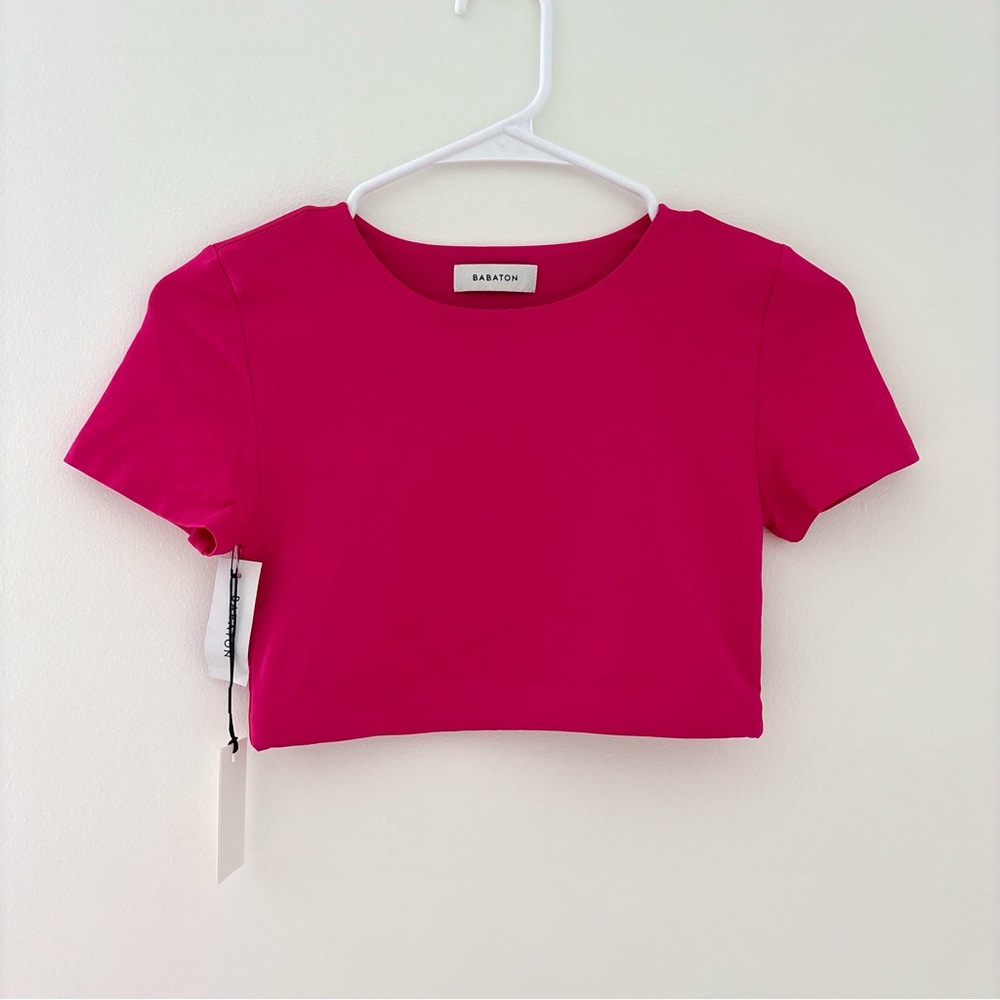 Aritzia Babaton Contour Crew Ribcage T-shirt Eros Pink